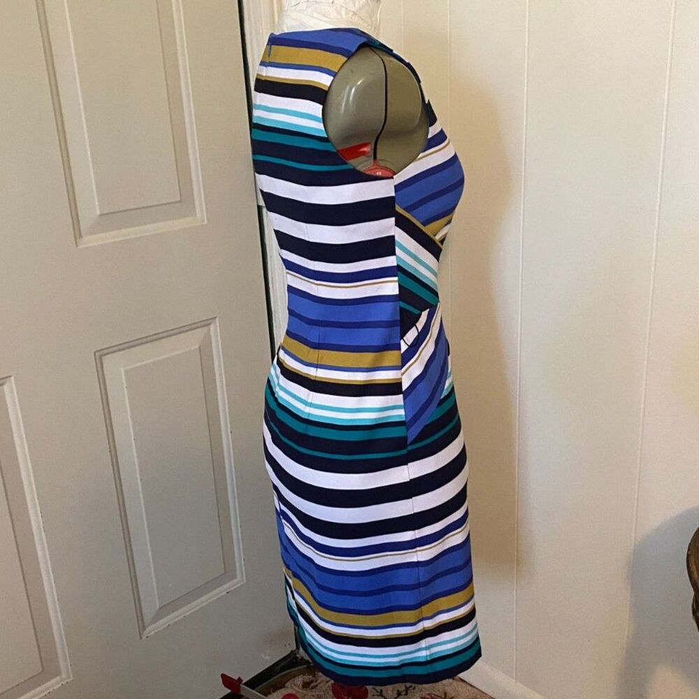 Dress Barn Stripped Scoop Neck Sleeveless Dress Women Size 4 - Picture 3 of 7
